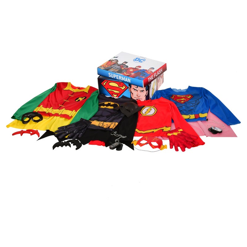 Rubies DC Comics Superheroes: Superman, The Flash, Batman & Robin Dress Up Trunk for Kids, Boy's Small - Image 2